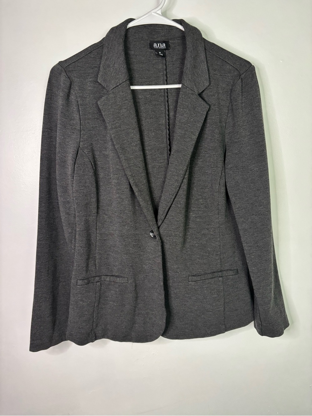 A.N.A. Women’s Size Medium Blazer Suit Jacket Long Sleeve Gray Soft Stretch